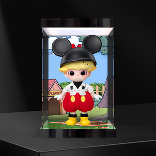 透明亚克力灯箱展示盒适用POPMART泡泡玛特DIMOO米奇可动人偶手办