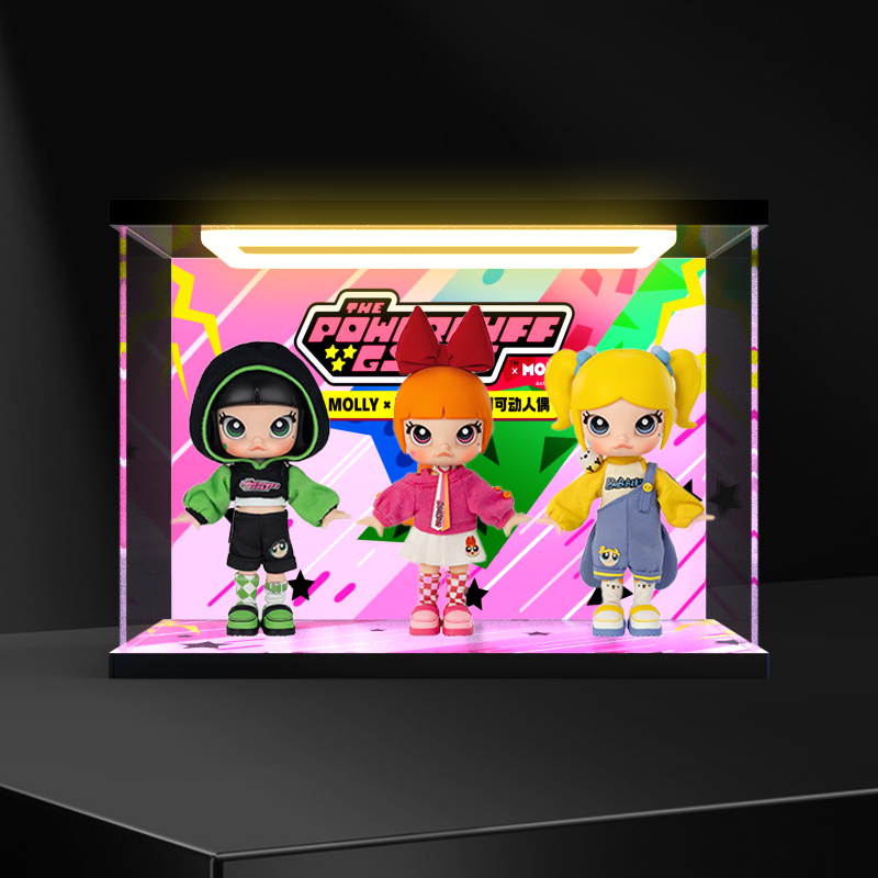 亚克力展示盒适用POPMART泡泡玛特MOLLY飞天小女警系列盲盒收纳架
