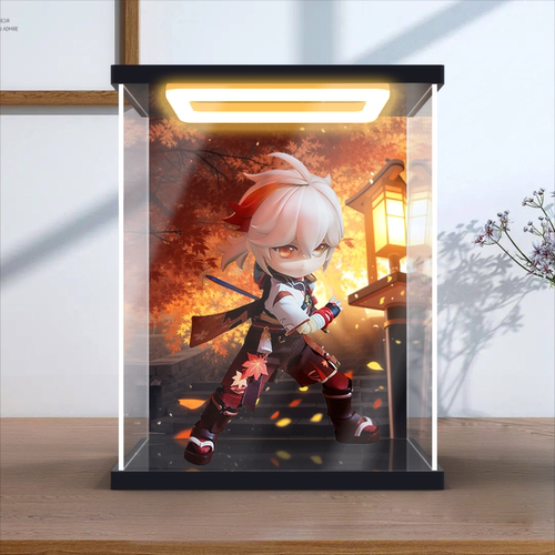 适用元神 枫原万叶 可动换装人偶 黑夜版主题背景亚克力展示盒