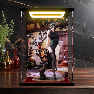 适用真丝袜追视眼温感漆旗袍系有凤来仪手办收纳盒回灯防尘展示盒