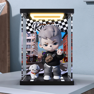 灯光款防尘展示盒适用TNT SPACE Rayan遛狗 吊卡 潮玩手办模型