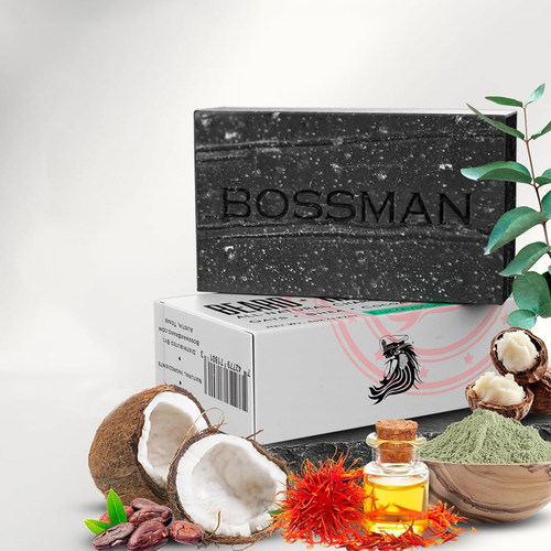 Bossman-薰衣草桉树茶树广藿香清洁胡须头发身体 四合一活性炭皂