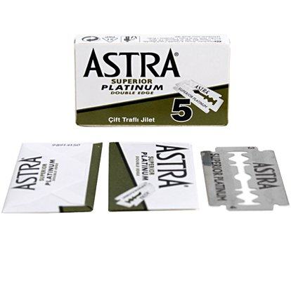 ASTRA-人气热销绿盒 俄罗斯镀白金 手动双刃安全剃须刀片 正品5片