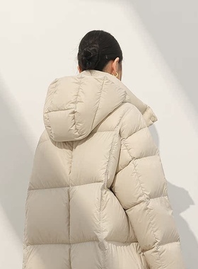 90白鹅绒2025冬季新款puff泡芙面包宽松时尚休闲连帽加厚羽绒服女