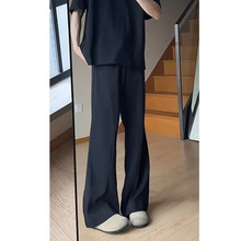 黑色弯刀微喇西裤男款夏季cleanfit垂感感裤子宽松休闲拖地裤