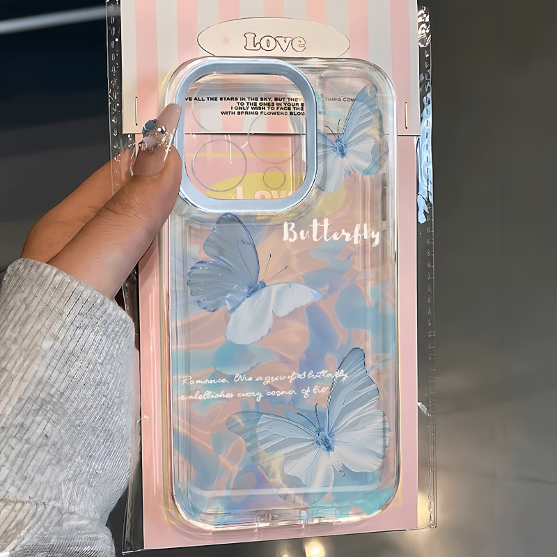 赵露思同款蓝色蝴蝶手机壳