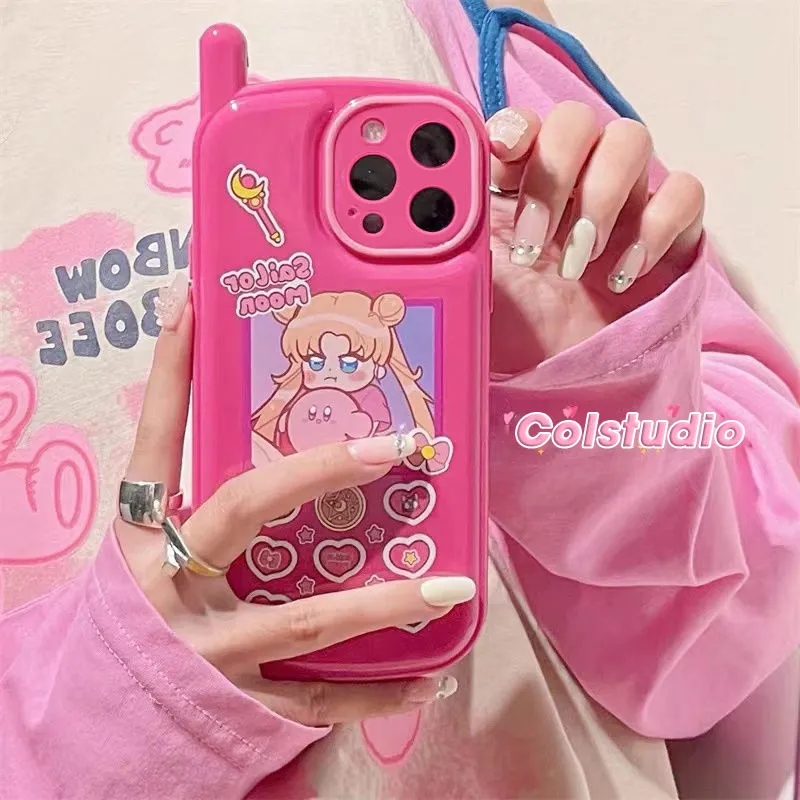卡通星之卡比美少女适用iphone13苹果11/12promax手机壳xr新款xsmax复古天线小灵通大哥大bb老人电话机保护套