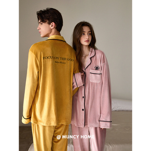 甜感暖阳 套装 秋冬季 保暖海岛绒男女开衫 情侣睡衣简约开衫 曼系