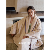 曼系 极简慵懒感 大翻领毛绒宽松睡衣女秋冬高级保暖加厚珊瑚绒