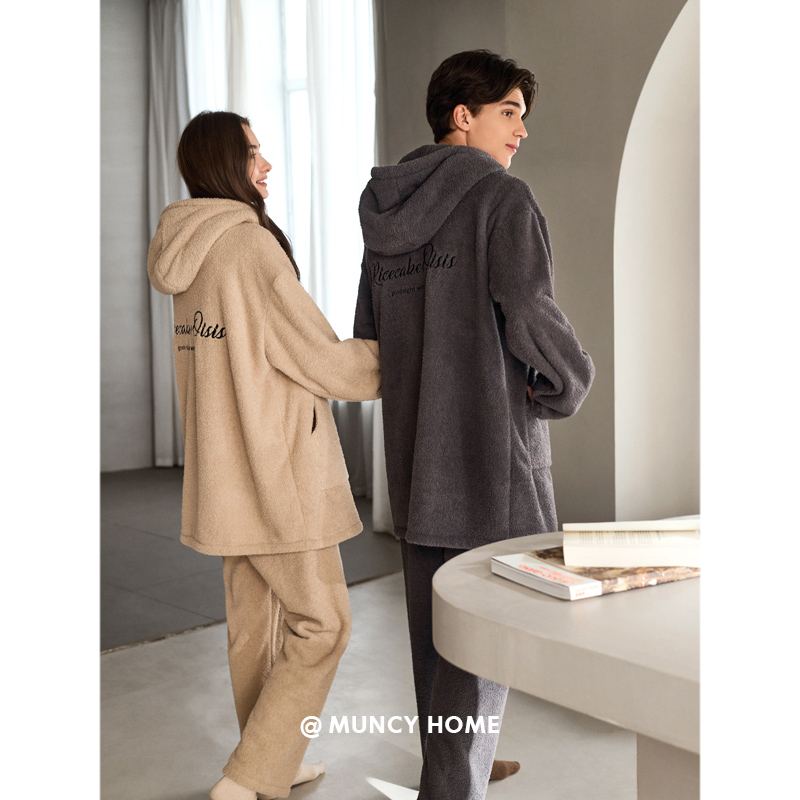 曼系情侣连帽休闲睡衣家居服