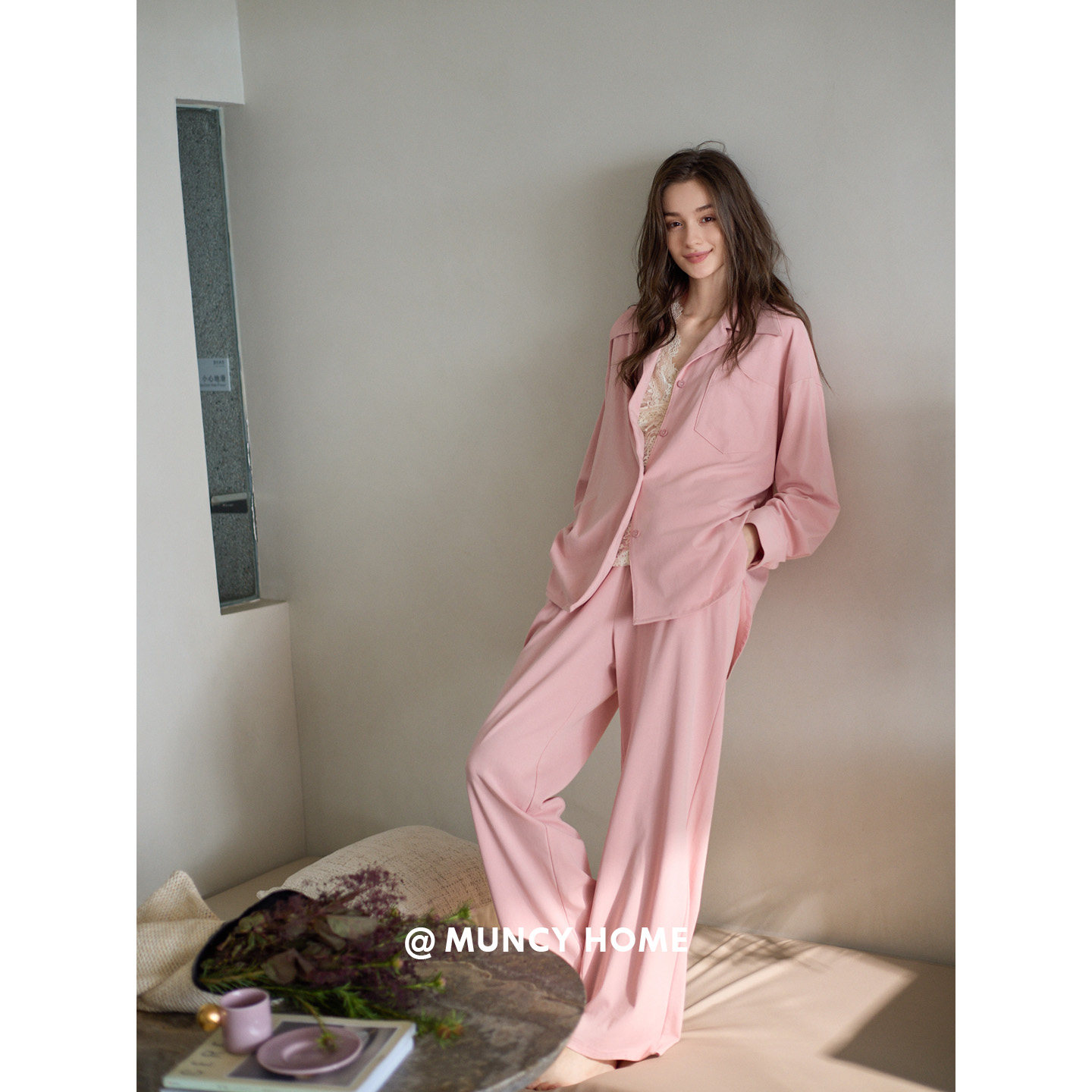 曼系“桃桃有约”长袖睡衣女春秋简约纯色少女香软显白柔软棉套装,女士内衣/男士内衣/家居服,睡衣/家居服套装,淘宝优惠券,粉丝福利购,淘宝优惠卷