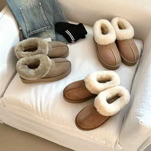 2023冬季新款厚底塔次特皮毛一体雪地靴加厚羊毛加厚鞋底