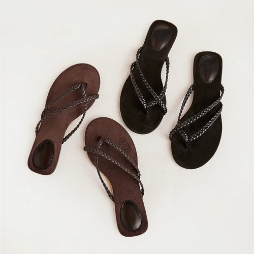 割草机老k 脏辫设计感夹趾凉拖鞋女低跟 外穿人字拖2025夏季新款