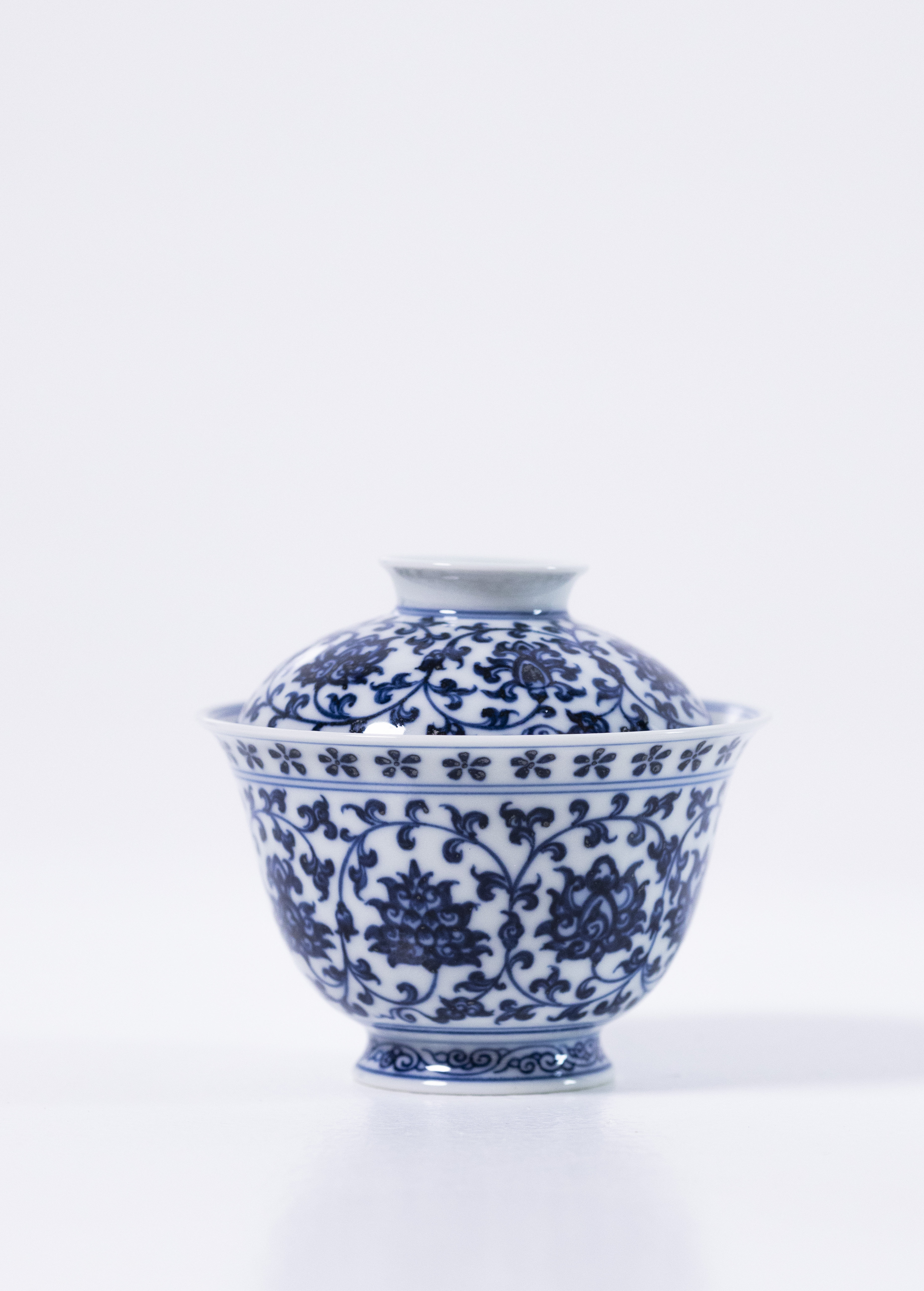 压手盖碗主人杯压手杯壶承青花永乐缠枝莲手工手绘高端茶器景德镇