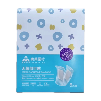 奥美医疗 无菌创可贴 IV型 防水 25mm*63mm*6片/袋