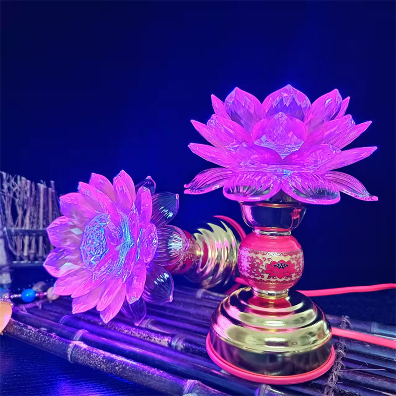 LED心经观音莲花灯供佛灯一对家用插电供灯新款长明灯佛前灯包邮