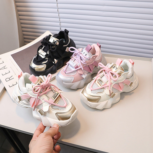 男童透气跑步单鞋 儿童软底轻便老爹鞋 2025春夏新款 女童网面运动鞋