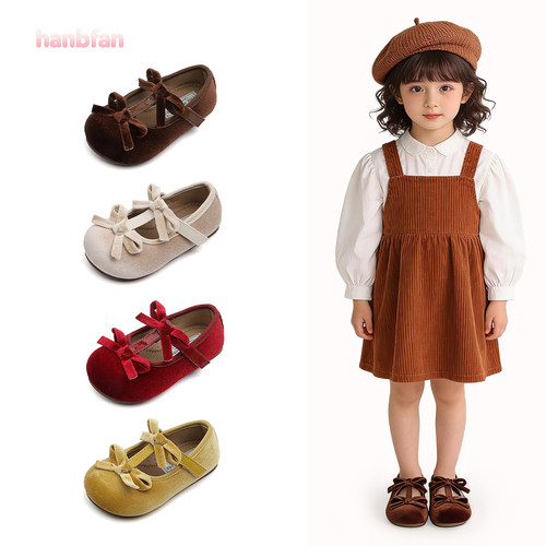 双蝴蝶结镂空软底女童春款鞋