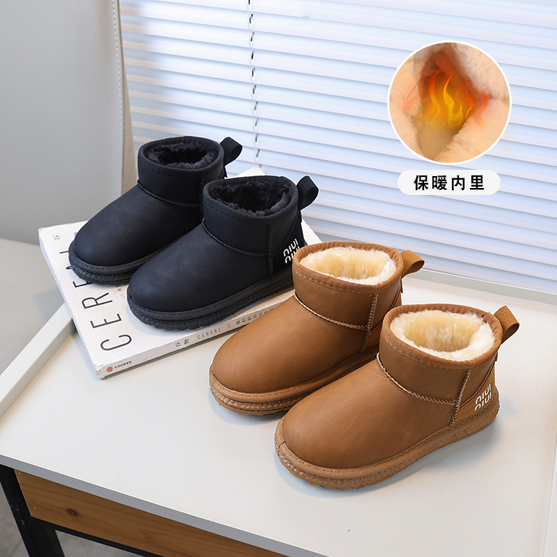 纯色中国男童女童雪地靴冬季