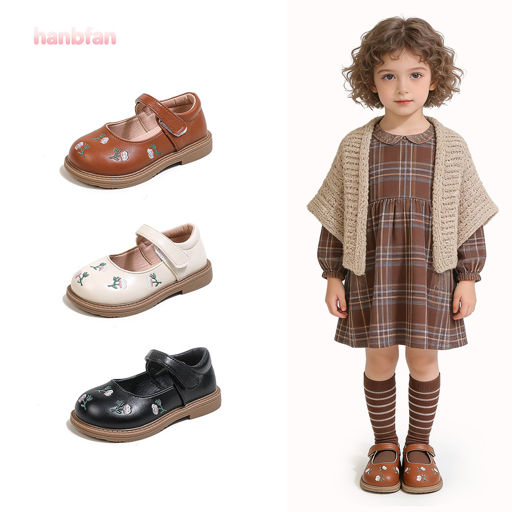女童复古小皮鞋2026春季新款女童碎花公主童鞋女宝宝韩版软底单鞋