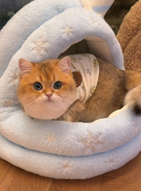 OOA雪屋蒙古包冬季保暖圣诞猫窝半封闭式狗窝垫子可拆洗宠物窝