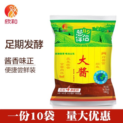 欣和葱伴侣大酱180g*10袋 原酿即食大豆酱生菜蘸酱 炸酱面酱