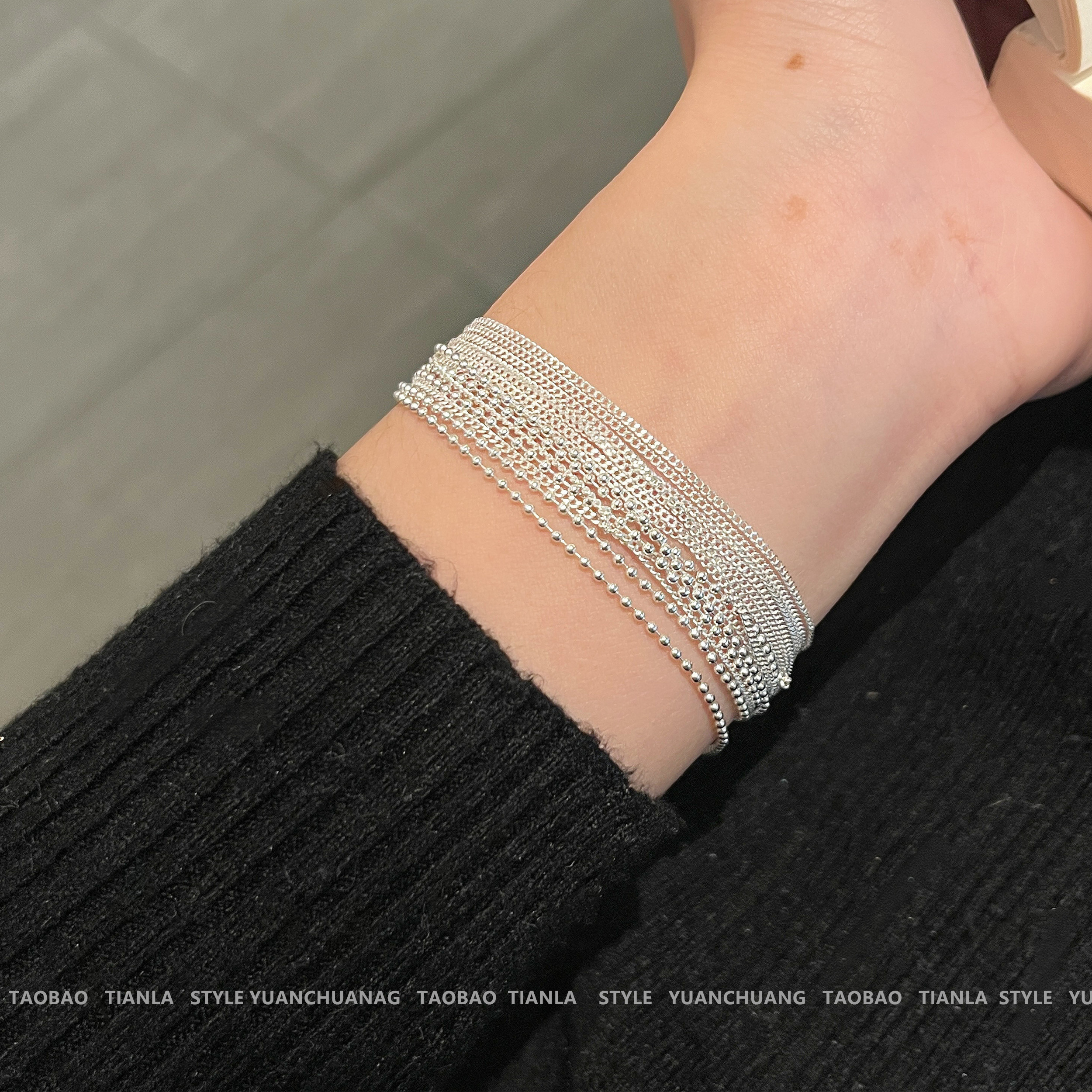 极细珠链千丝多层手链女