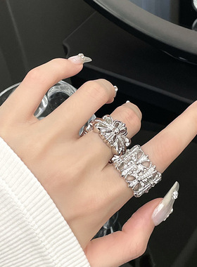 镶钻十字架戒指女时尚个性