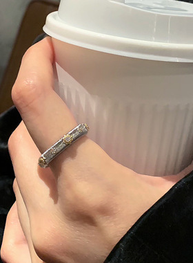 小众设计感拉丝锆石戒指女