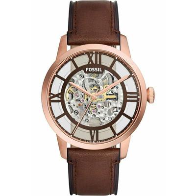 Fossil/化石男款自动机械腕表玫瑰金表盘精钢表带经典设计