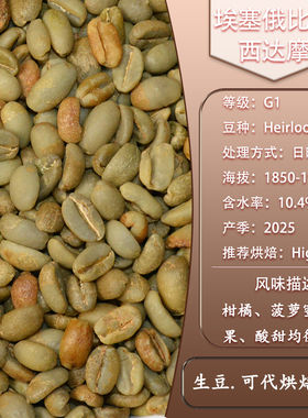 埃塞俄比亚咖啡豆 西达摩产区G1日晒处理 精品咖啡豆单品可代烘焙