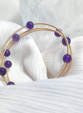 简约大方不易撞款天然紫水晶手镯