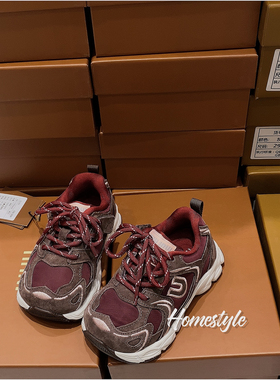 韩货inuu 春秋款魔术贴安哥拉红色老爹鞋轻便百搭男女童运动鞋