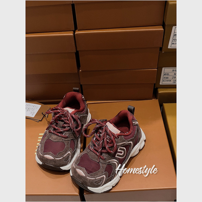 韩货inuu 春秋款魔术贴安哥拉红色老爹鞋轻便百搭男女童运动鞋