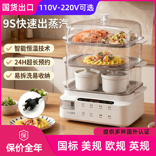 110V/220V电蒸锅美规多功能家用大容量蒸锅台湾香港用多层蒸汽锅