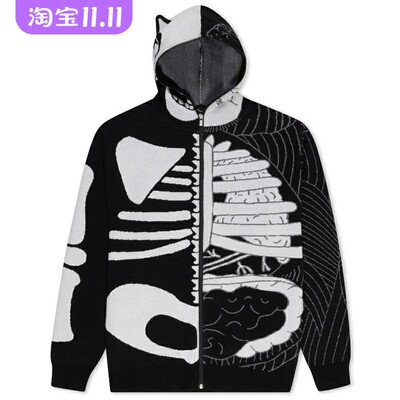 潮牌RIPNDIP搞怪骷髅开衫毛衣