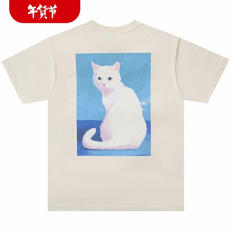 美国潮牌RIPNDIP贱猫中指猫纯棉短袖T恤 漂亮的小猫 男女情侣款