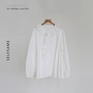 衬衣 早春新款 2024春季 白色拼接蕾丝花边