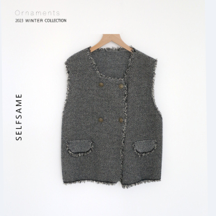 2023秋冬新款 复古气质流苏小香风马甲女百搭马夹背心