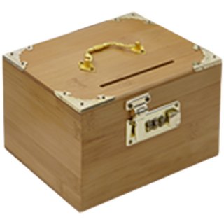 竹木木盒密码箱存钱罐复古储蓄罐只进不出百宝箱收纳盒零钱盒成人