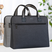 定制文件包A4大容量男女公文袋拉链手提文件袋防水帆布收纳公文包