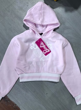 芭比Barbie儿童女童装春秋季新款高腰长袖连帽卫衣上衣120-140