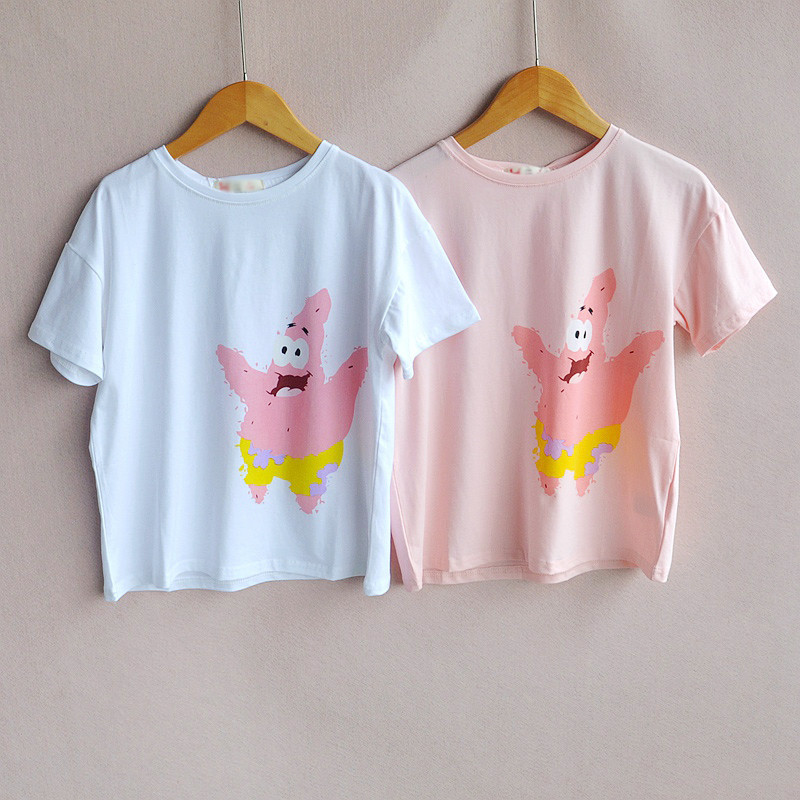 130-175码可亲子女童中大童海绵宝宝派大星纯棉短袖T恤夏装上衣 - 封面