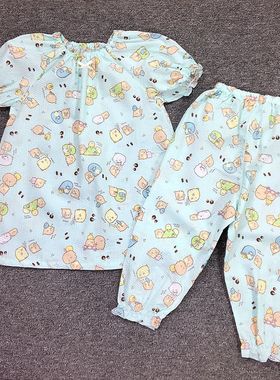 130-140码外单出口日本女童儿童角落s物夏季家居服两件套装