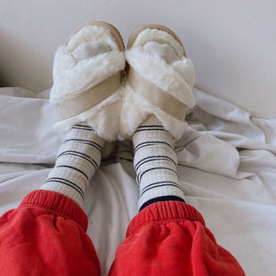 2026年秋冬新款韩版交叉毛毛拖鞋女外穿百搭甜美可爱毛拖鞋跨境