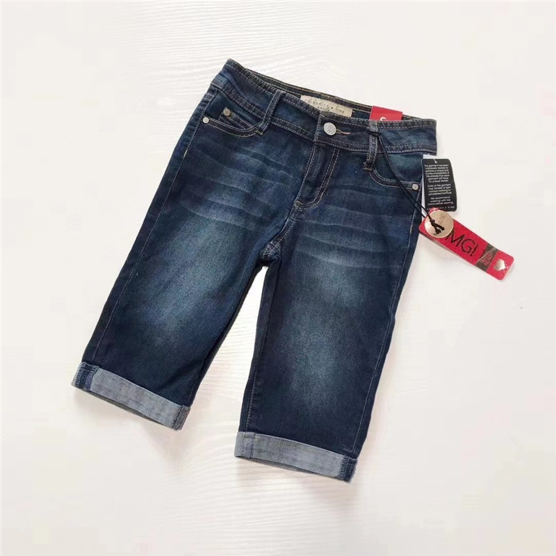 外贸出口女童儿童130码夏季弹力牛仔中裤短裤