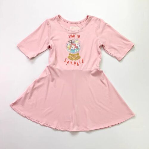110-140码外单出口女童儿童公主卡通印花弹力短袖连衣裙公主裙子