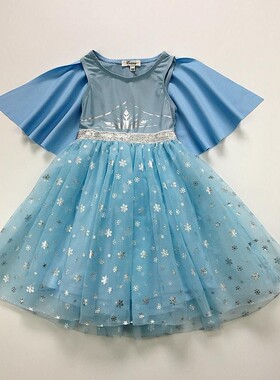 100-150码冰雪奇缘艾莎公主披肩无袖连衣裙cos礼服裙公主裙蓬蓬裙