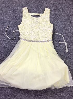 外单出口130-150码女童儿童中大童蕾丝连衣裙公主裙礼服裙