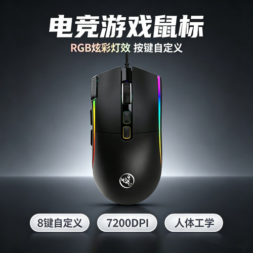 8键自定义有线电竞鼠标7200DPI
